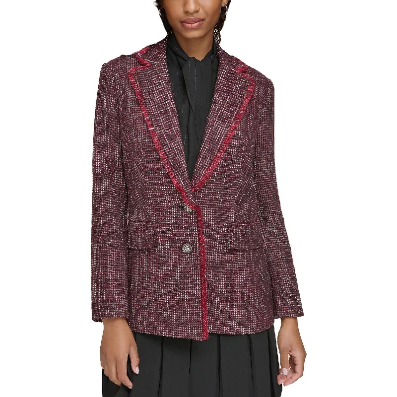 Quilted down women's coats with removable hoods for outdoor activitiesWomens Tweed Two-Button Blazer