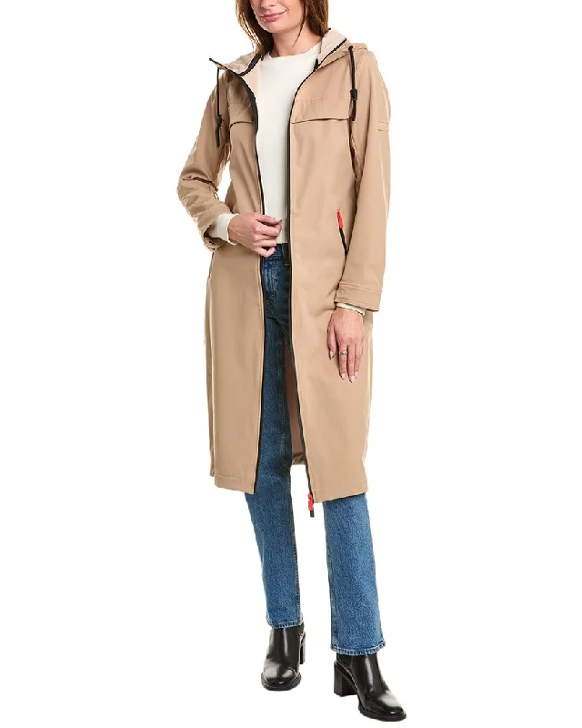 Women's reversible down coats with two - tone designs for versatile stylingHunter Crown Longline Belted Velour Bonded Coat Crown Longline Belted Velour