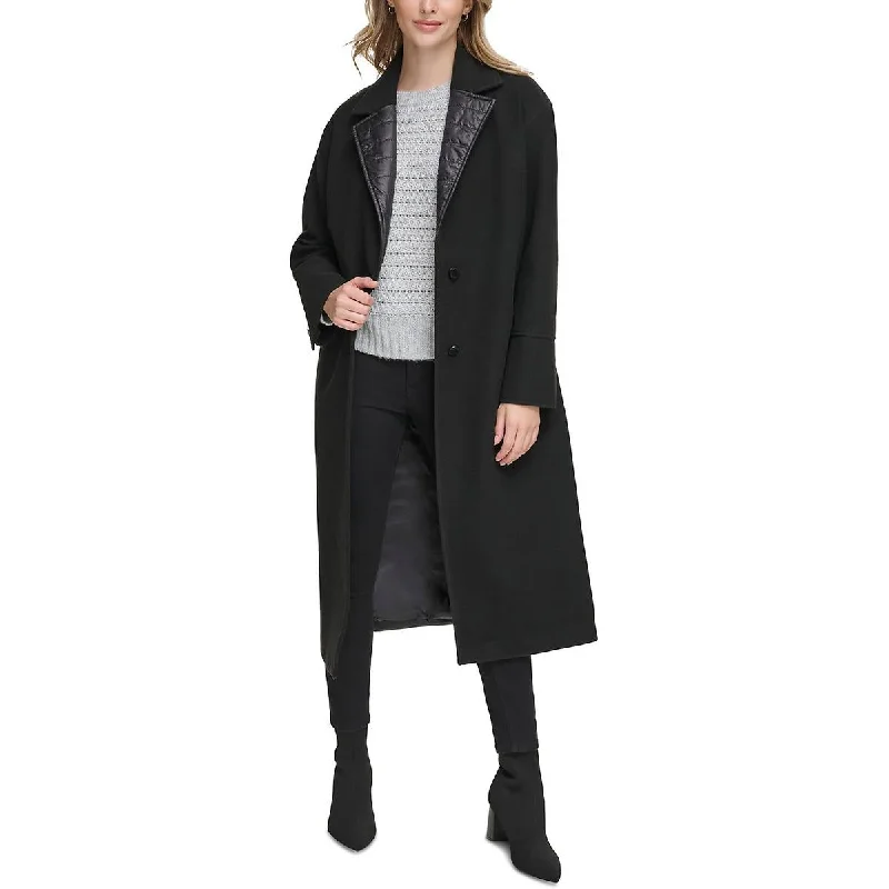Women's longline double - breasted camel coats for a sophisticated lookWomens Mixed Media Puffer Long Coat