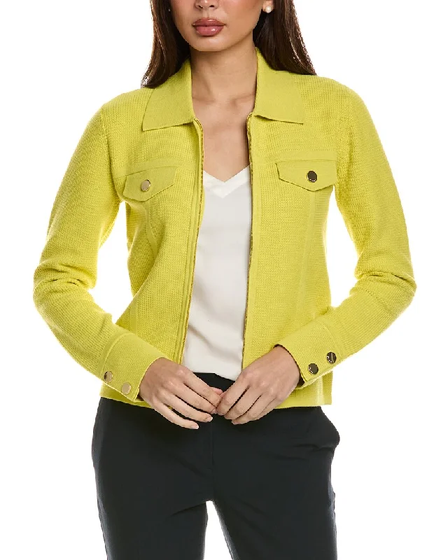 Women's long - sleeve wool coats in a houndstooth pattern for a classic charmSt. John Jacket