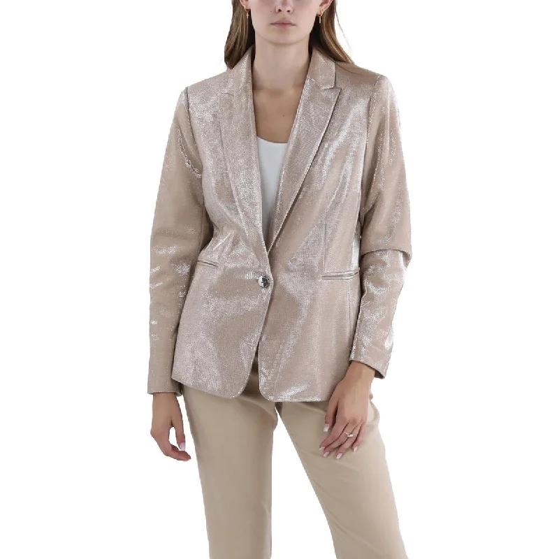 Belted women's cashmere coats in soft pastels for a luxurious feelWomens Textured Special Occasion One-Button Blazer