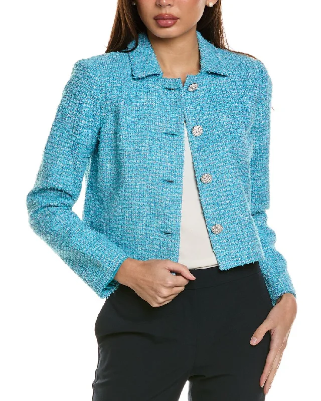 Women's long - sleeve wool coats in a houndstooth pattern for a classic charmSt. John Jacket