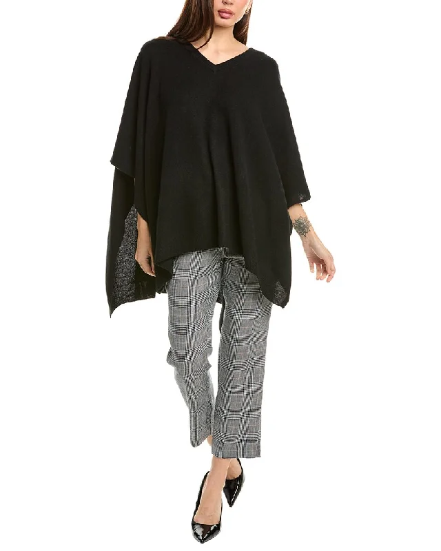 Mid - length women's down coats in a slim fit for a modern and sleek appearanceAmicale Cashmere V-Neck Cashmere Poncho