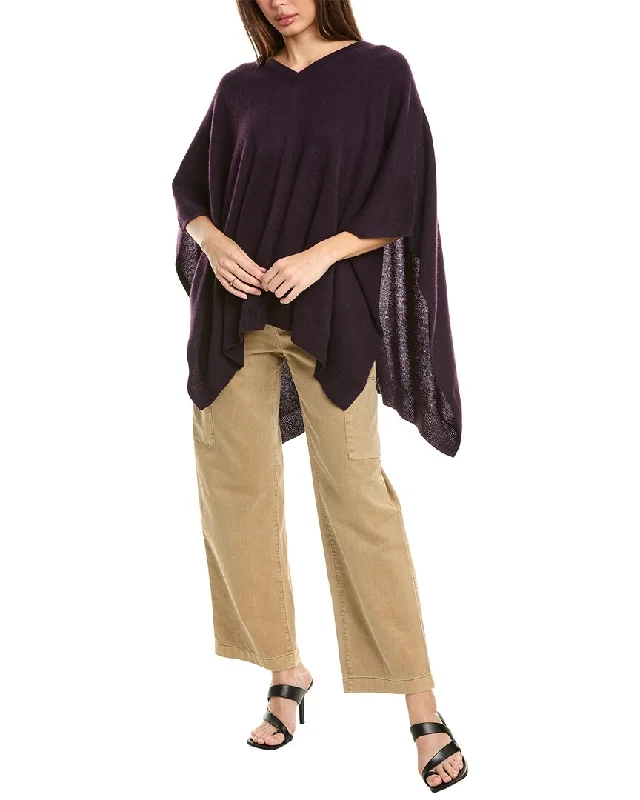 Women's longline double - breasted camel coats for a sophisticated lookAmicale Cashmere V-Neck Cashmere Poncho