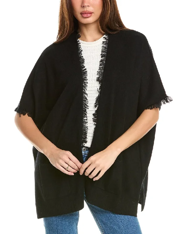 Women's pea coats with brass buttons for a nautical - inspired styleAmicale Cashmere Fringe Cashmere Cape