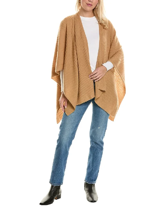 Women's reversible down coats with two - tone designs for versatile stylingAmicale Cashmere Traveling Rib Cashmere Cape