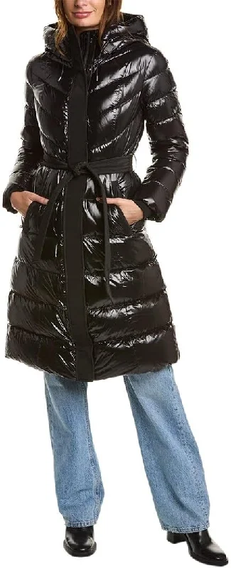 Water - resistant women's trench coats with adjustable cuffs for rainy daysMackage Women's Coralia Puffer Maxi Coat, Black, L