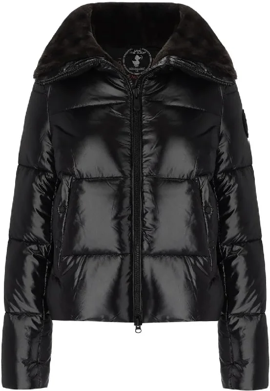 Oversized women's wool coats in a monochromatic look for a trendy outfitSave the Duck Women's Moma Puffer Jacket, Black, 1