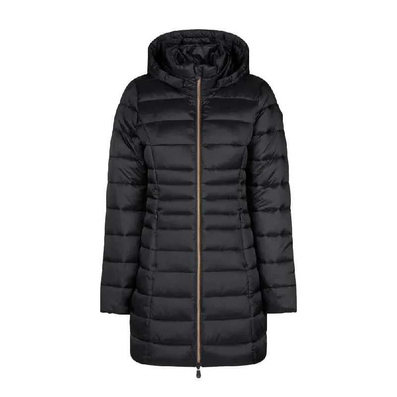 Women's pea coats with brass buttons for a nautical - inspired styleSave the Duck Women's Reese 3/4 Hooded Puffer Coat, Black, 1