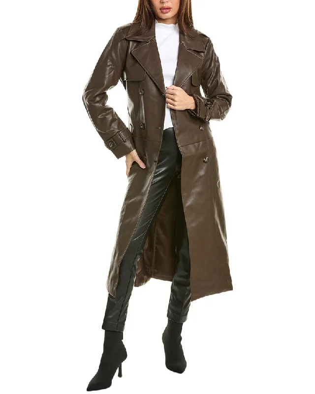 Women's long - sleeve wool coats in a houndstooth pattern for a classic charmNoize Albina Long Trench Coat Women's long - sleeve wool coats in a houndstooth pattern for a classic charmNoize Albina Long Trench Coat