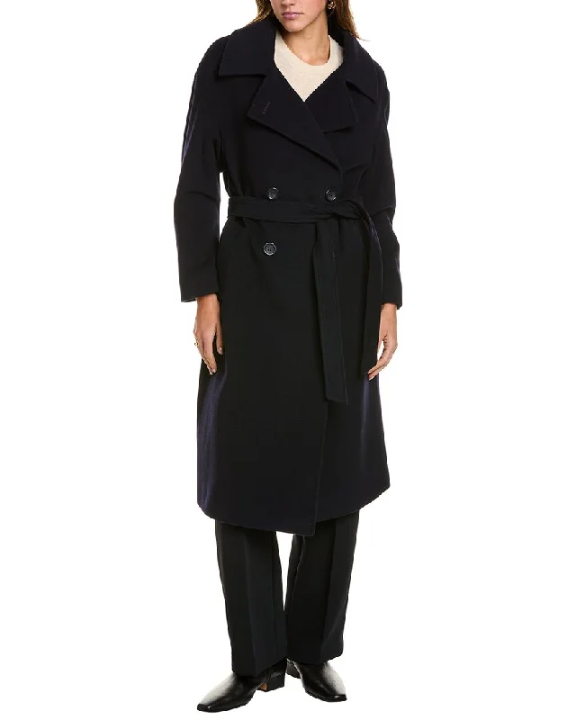 Checkered women's wool coats in a classic pattern for a timeless styleCinzia Rocca Icons Long Wool & Cashmere-Blend Trench Coat