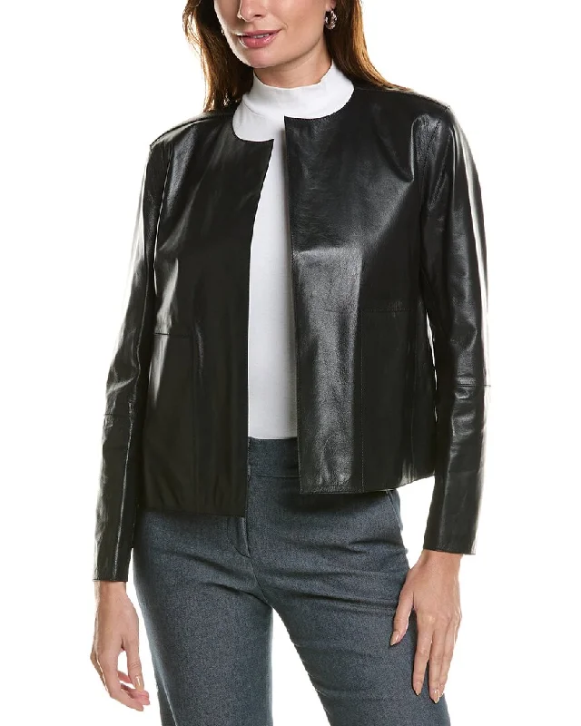 Women's long - sleeve wool coats in a houndstooth pattern for a classic charmLafayette 148 New York Nash Leather Jacket