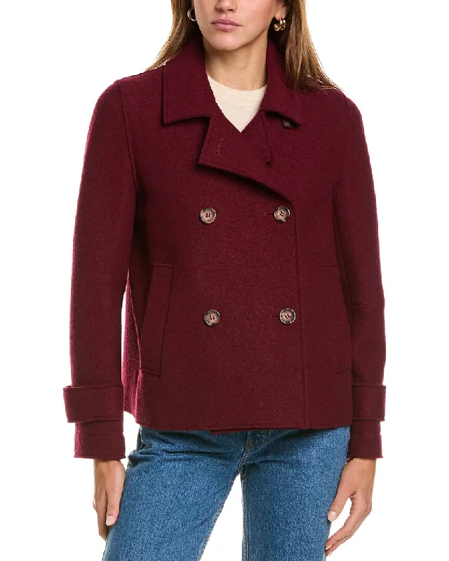 Women's pea coats with brass buttons for a nautical - inspired styleCinzia Rocca Icons Wool Moto Jacket
