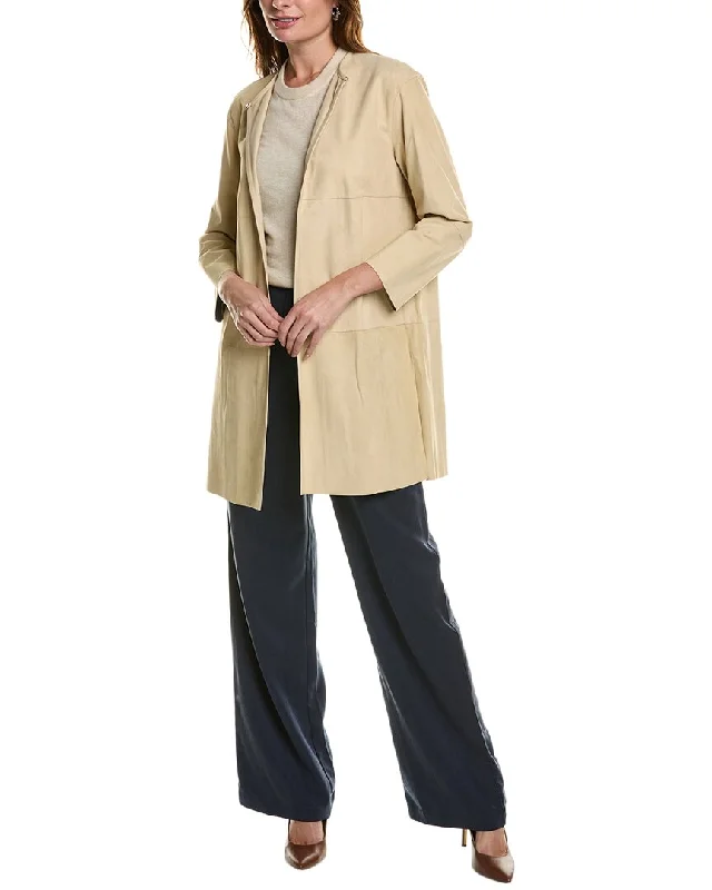 Water - resistant women's trench coats with adjustable cuffs for rainy daysLafayette 148 New York Nanvy Leather Jacket