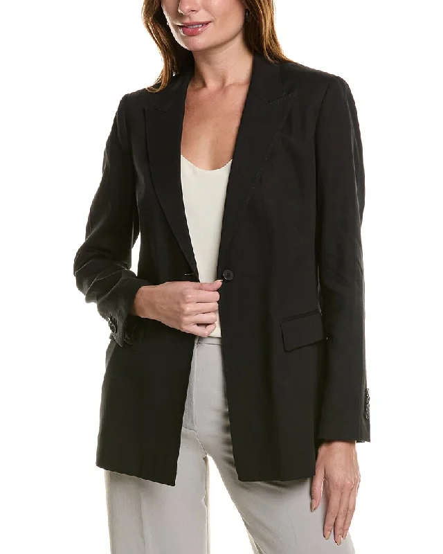 Checkered women's wool coats in a classic pattern for a timeless styleLafayette 148 New York Single Button Tailored Blazer
