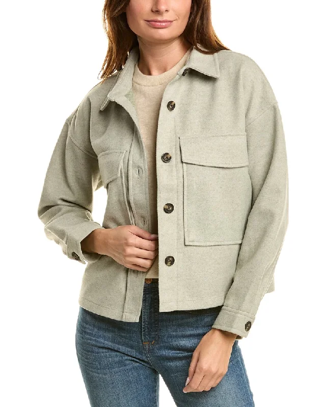 Quilted down women's coats with removable hoods for outdoor activitiesBeachlunchlounge Double Faced Cropped Knit Jacket