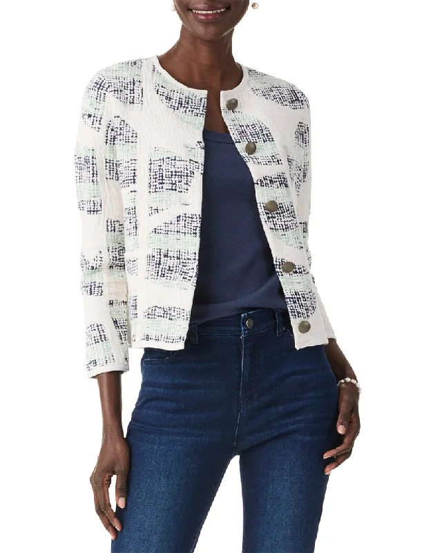 Mid - length women's down coats in a slim fit for a modern and sleek appearanceNic+Zoe Circle Sequence Knit Jacket