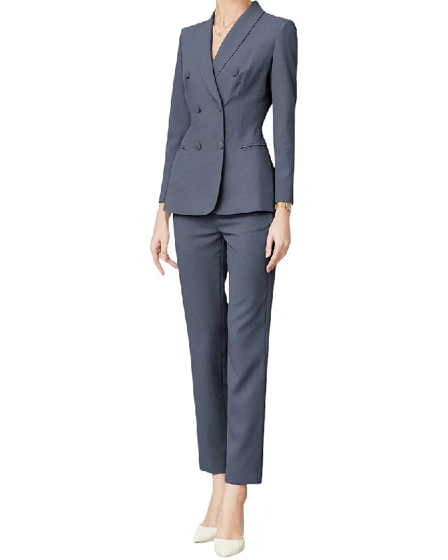 Embroidered women's cotton coats in a bohemian pattern for a unique designAnette 2Pc Blazer & Pant Set