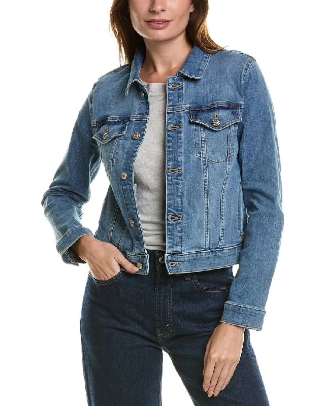 Women's pea coats with brass buttons for a nautical - inspired style7 For All Mankind Classic Cropped Trucker Jacket