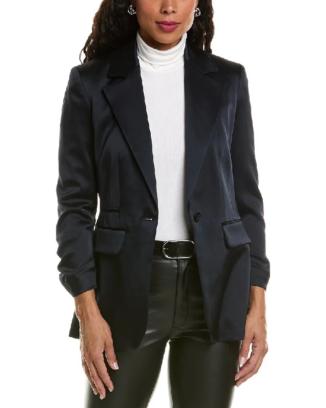 Water - resistant women's trench coats with adjustable cuffs for rainy daysElie Tahari Satin Blazer Water - resistant women's trench coats with adjustable cuffs for rainy daysElie Tahari Satin Blazer