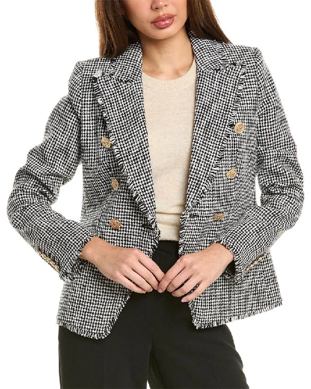 Quilted down women's coats with removable hoods for outdoor activitiesElie Tahari Tweed Blazer