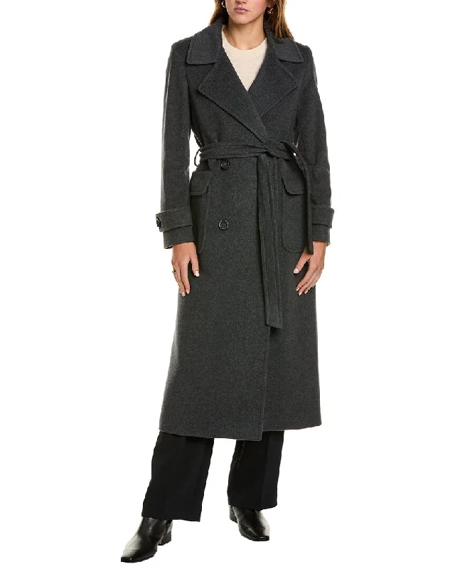 Oversized women's wool coats in a monochromatic look for a trendy outfitCinzia Rocca Icons Long Wool & Cashmere-Blend Trench Coat