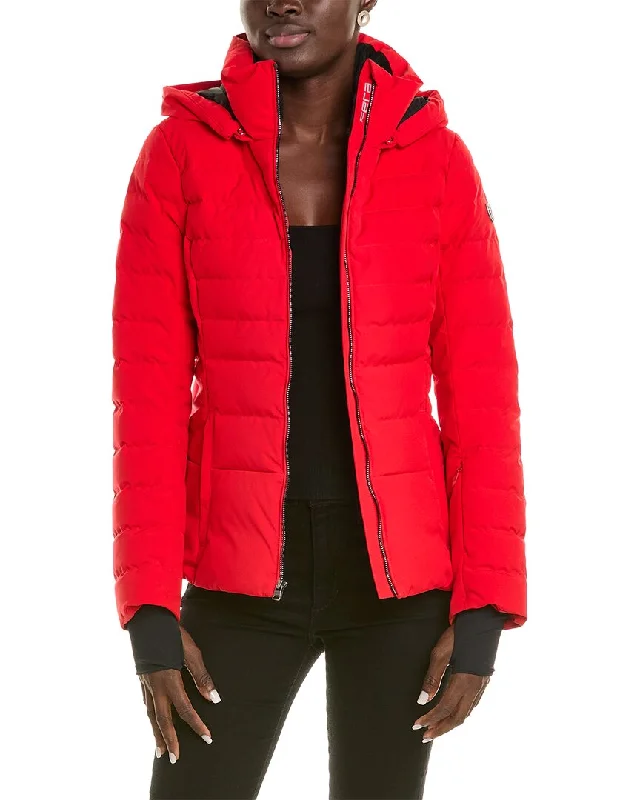 Hooded women's puffer coats in neon colors for high - visibility sportsFera Julia Parka