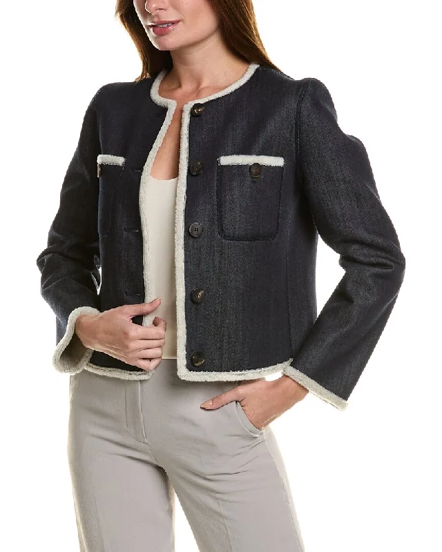 Shearling - lined women's leather coats for ultimate warmth and luxuryLafayette 148 New York Patch Pocket Jacket