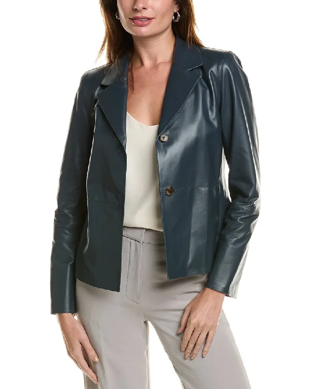 Petite women's wool blend coats with a tailored fit for a flattering silhouetteLafayette 148 New York Notch Collar Leather Jacket