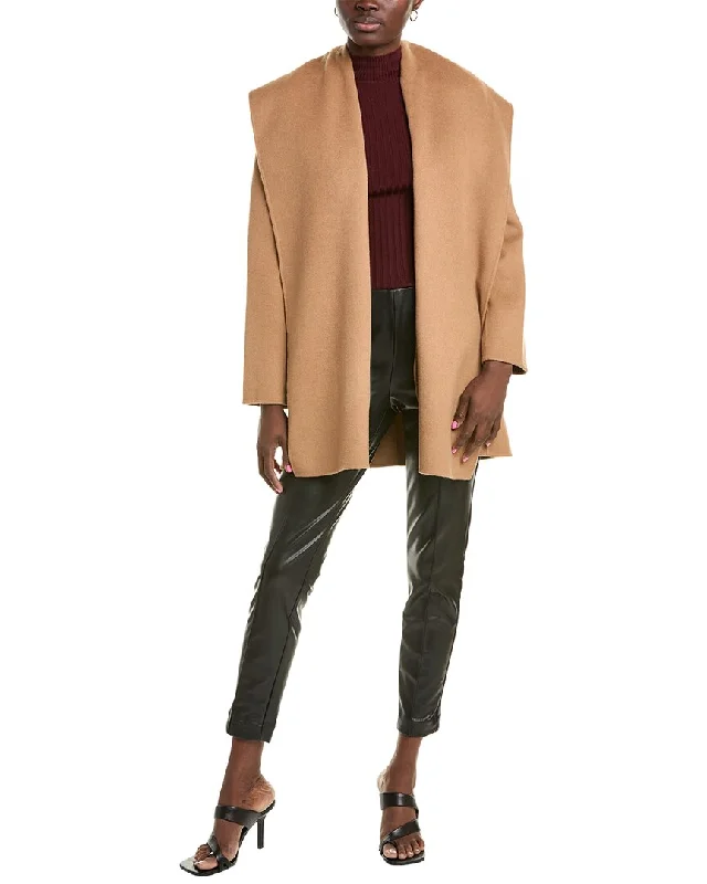 Oversized women's wool coats in a monochromatic look for a trendy outfitVince Hooded Wool-Blend Coat