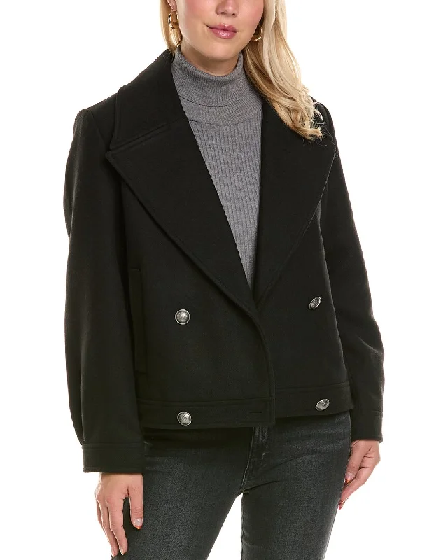 Belted women's cashmere coats in soft pastels for a luxurious feelNvlt Retro Wool-Blend Peacoat Belted women's cashmere coats in soft pastels for a luxurious feelNvlt Retro Wool-Blend Peacoat