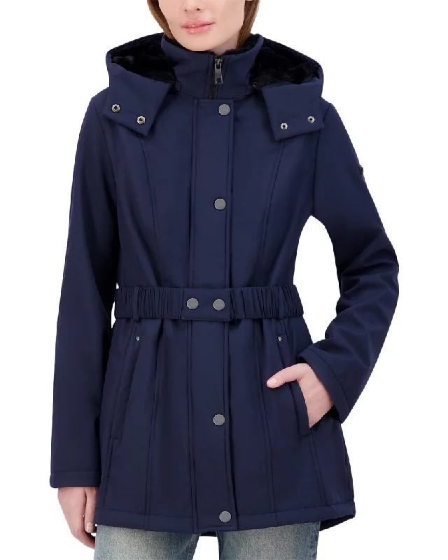 Women's knee - length wool blend coats with a fur collar for added warmthNautica Belted Softshell Jacket Women's knee - length wool blend coats with a fur collar for added warmthNautica Belted Softshell Jacket