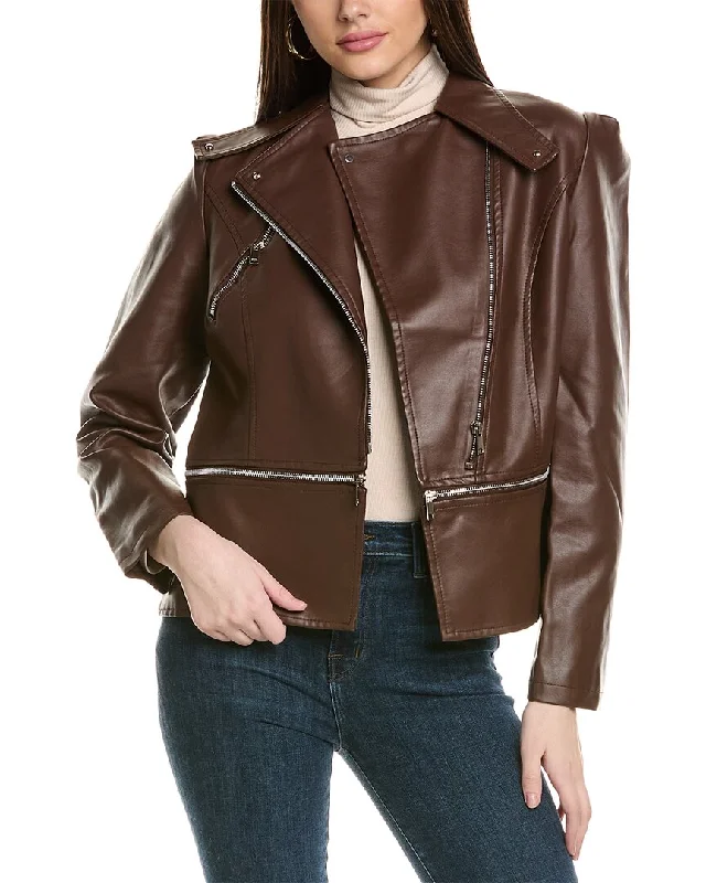 Petite women's wool blend coats with a tailored fit for a flattering silhouetteRene Lion Moto Jacket