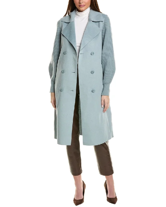 Embroidered women's cotton coats in a bohemian pattern for a unique designEllen Tracy Mixed Media Double-Face Coat