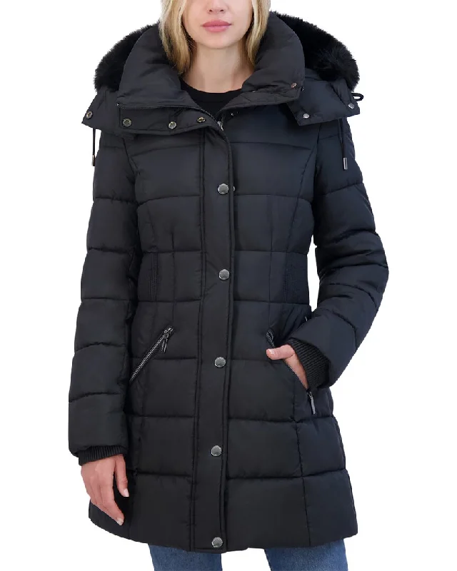 Women's knee - length wool blend coats with a fur collar for added warmthLaundry By Shelli Segal Jacket