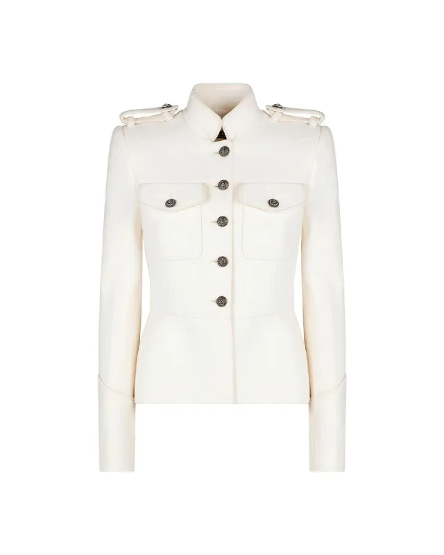 Women's reversible down coats with two - tone designs for versatile stylingDolce & Gabbana Single-Breasted Wool Jacket with Buttoned Cuffs and Shoulder Tabs Women's reversible down coats with two - tone designs for versatile stylingDolce & Gabbana Single-Breasted Wool Jacket with Buttoned Cuffs and Shoulder Tabs