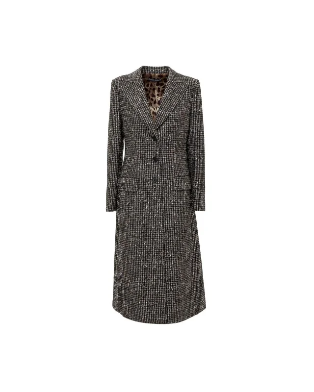 Women's knee - length wool blend coats with a fur collar for added warmthDolce & Gabbana Wool and Alpaca Coat with Lapel Collar and Flap Pockets Women's knee - length wool blend coats with a fur collar for added warmthDolce & Gabbana Wool and Alpaca Coat with Lapel Collar and Flap Pockets