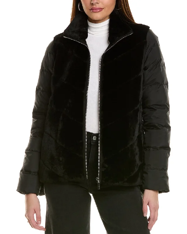 Women's reversible down coats with two - tone designs for versatile stylingGorski Shearling Chevron Jacket Women's reversible down coats with two - tone designs for versatile stylingGorski Shearling Chevron Jacket