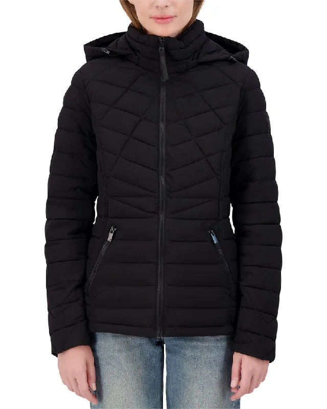 Hooded women's puffer coats in neon colors for high - visibility sportsNautica Short Stretch Jacket Hooded women's puffer coats in neon colors for high - visibility sportsNautica Short Stretch Jacket