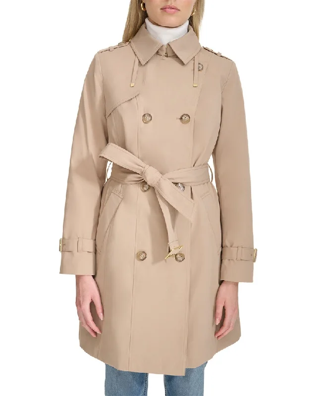 Women's longline double - breasted camel coats for a sophisticated lookCole Haan Classic Hooded Trench Coat Women's longline double - breasted camel coats for a sophisticated lookCole Haan Classic Hooded Trench Coat