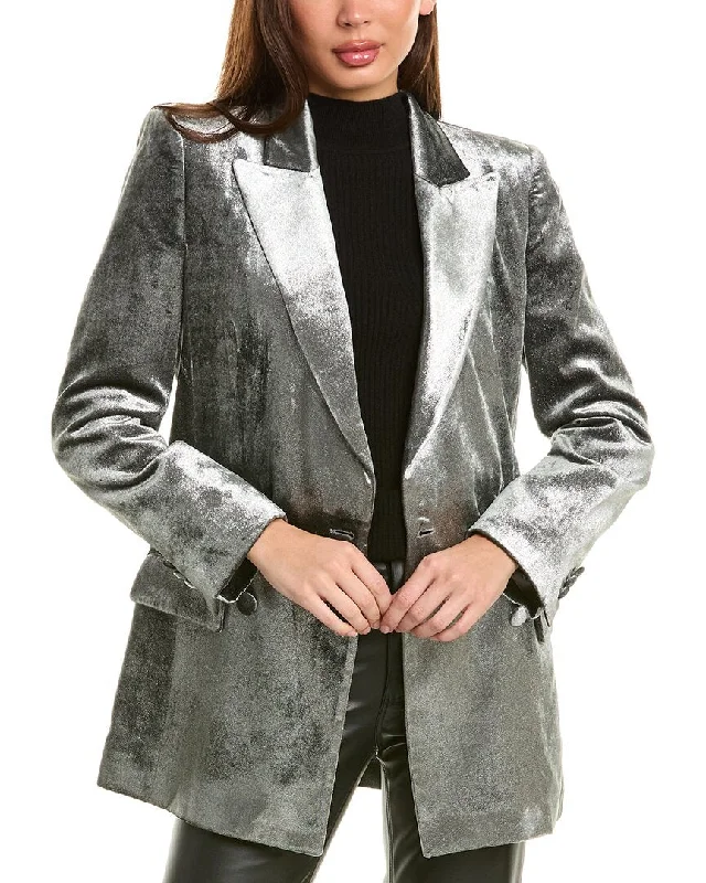 Women's longline double - breasted camel coats for a sophisticated lookAlberta Ferretti Velvet Silk-Blend Blazer Women's longline double - breasted camel coats for a sophisticated lookAlberta Ferretti Velvet Silk-Blend Blazer