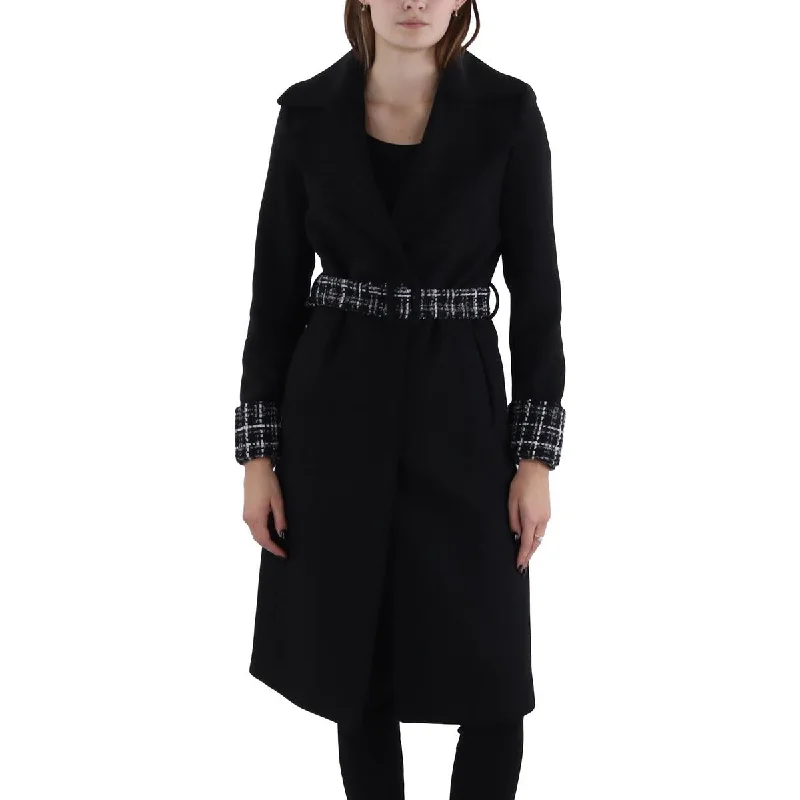 Oversized women's wool coats in a monochromatic look for a trendy outfitTia Womens Wool Blend Belted Trench Coat