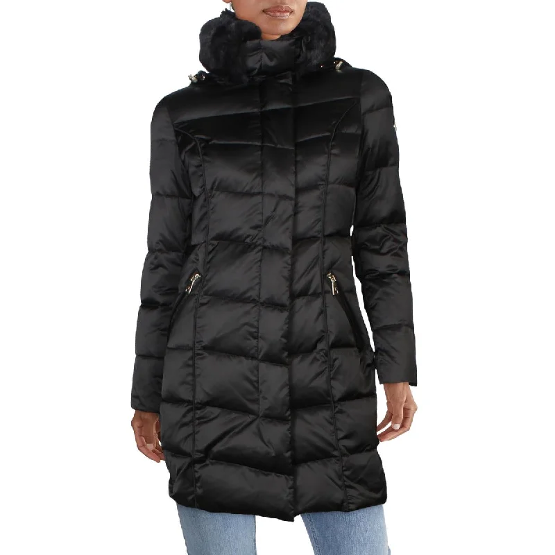Women's pea coats with brass buttons for a nautical - inspired styleWomens Quilted Midi Puffer Coat