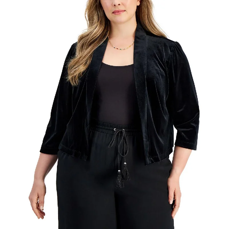 Mid - length women's down coats in a slim fit for a modern and sleek appearancePlus Womens Velvet Dressy Open-Front Blazer Mid - length women's down coats in a slim fit for a modern and sleek appearancePlus Womens Velvet Dressy Open-Front Blazer