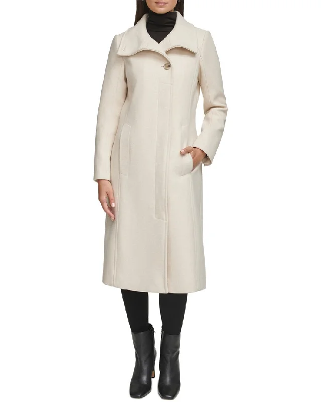Women's longline double - breasted camel coats for a sophisticated lookKenneth Cole Wool-Blend Coat