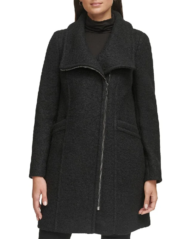 Mid - length women's down coats in a slim fit for a modern and sleek appearanceKenneth Cole Wool-Blend Coat