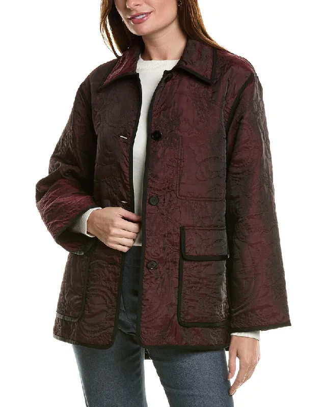 Women's long - sleeve wool coats in a houndstooth pattern for a classic charmLafayette 148 New York Quilted Jacket