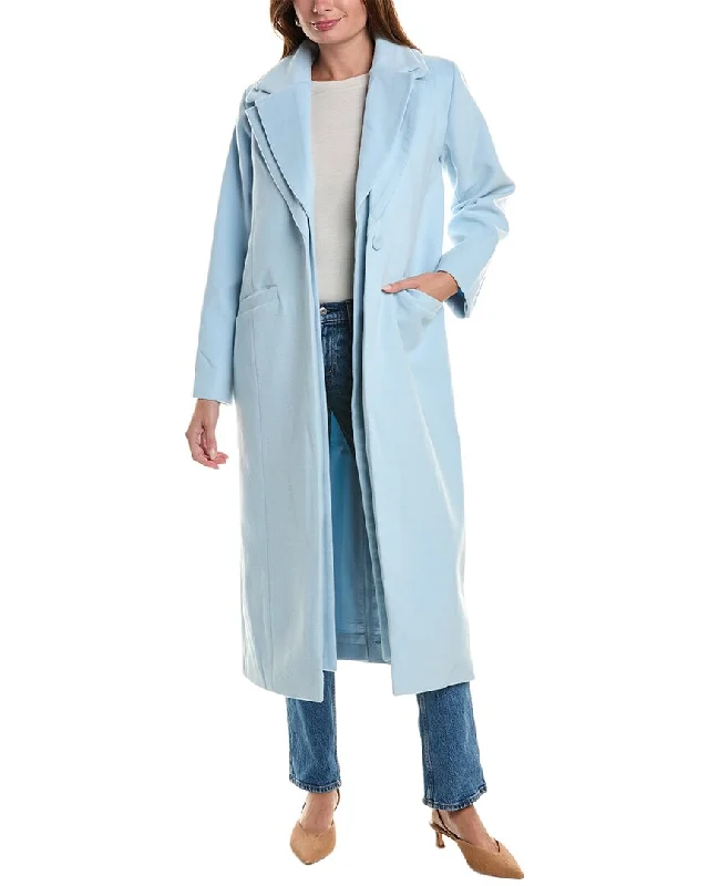 Women's knee - length wool blend coats with a fur collar for added warmthUnreal Fur Sardinia Coat
