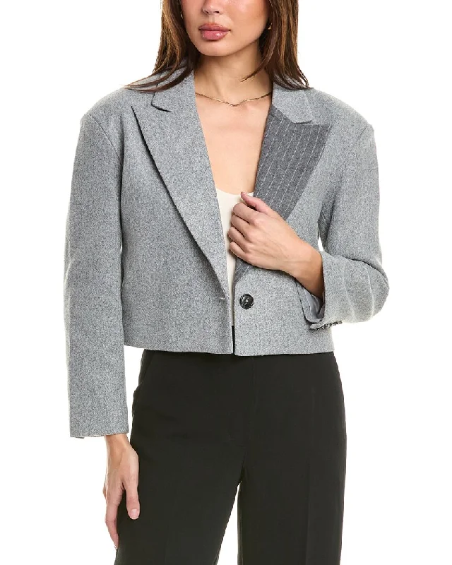 Plus size women's wool blend coats for a warm and stylish winterPascale La Mode Cropped Blazer