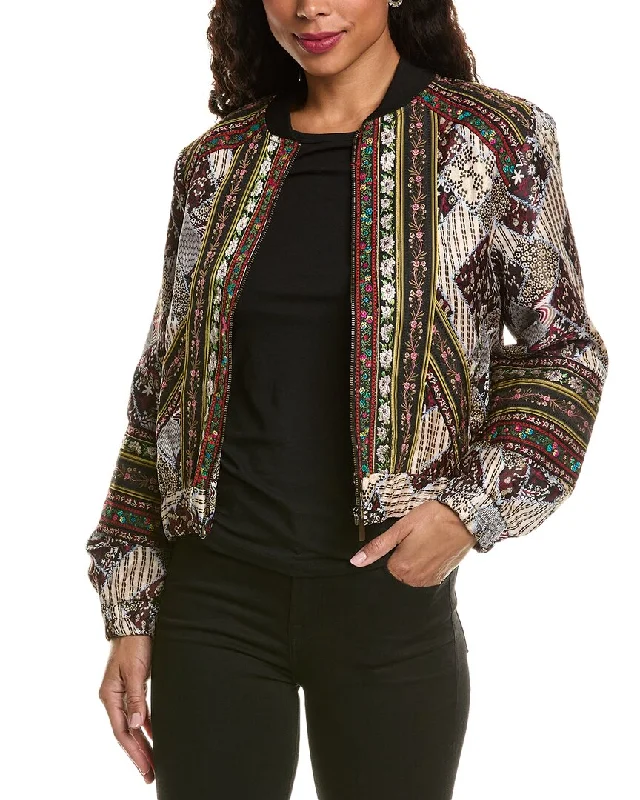 Shearling - lined women's leather coats for ultimate warmth and luxuryAllison Ribbon Trim Bomber Jacket